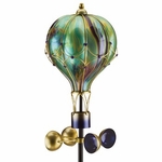 Solar Glass Swirl Balloon Spinner Stake - Green