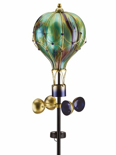 Solar Glass Swirl Balloon Spinner Stake - Green - Click to enlarge