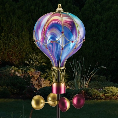 Solar Glass Swirl Balloon Spinner Stake - Purple - Click to enlarge