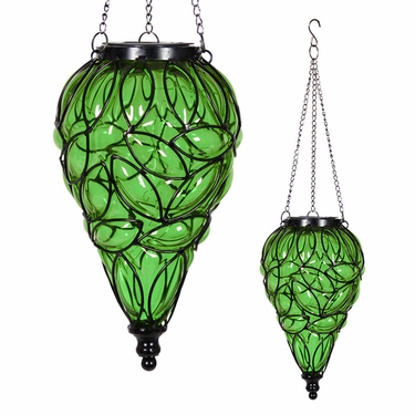 Solar Glass Tear Lantern - Green - Click to enlarge
