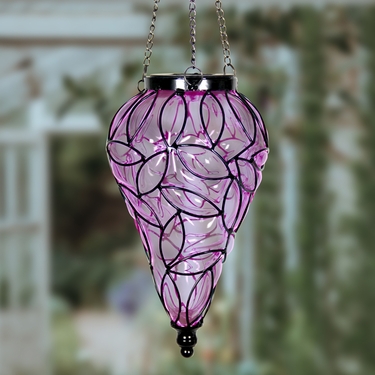 Solar Glass Tear Lantern - Lavender - Click to enlarge