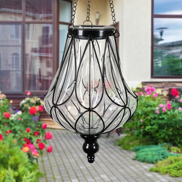 Solar Glass Hanging Lantern - Clear - Click to enlarge