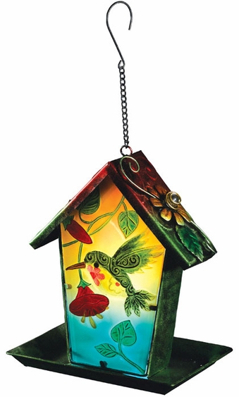 Solar Hummingbird Lantern Bird Feeder - Click to enlarge