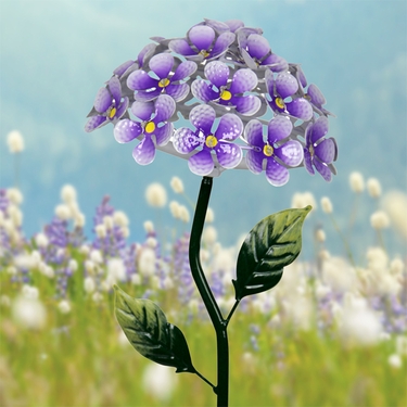Solar Hydrangea Garden Stake - Purple - Click to enlarge