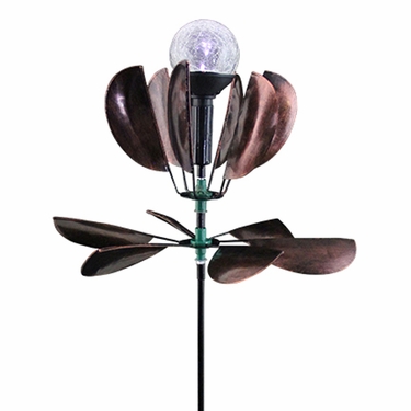 Solar Kinetic Lotus Garden Stake - Bronze - Click to enlarge