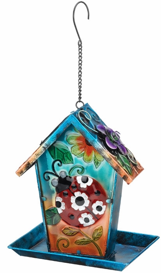 Solar Ladybug Lantern Bird Feeder - Click to enlarge