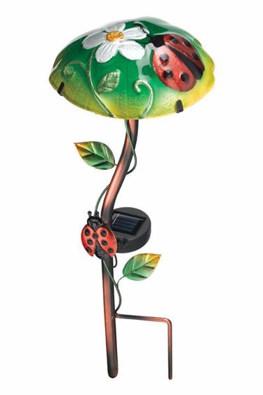 Solar Ladybug Mushroom Stake - Click to enlarge