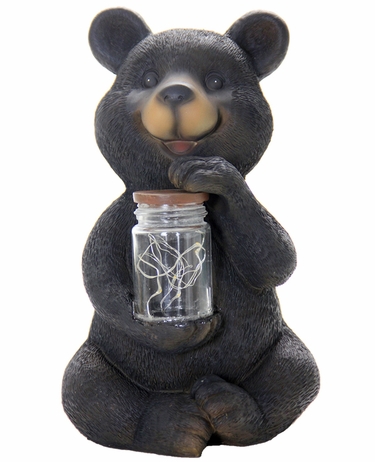 Solar LED Bear w/Jar of Fireflies - Click to enlarge