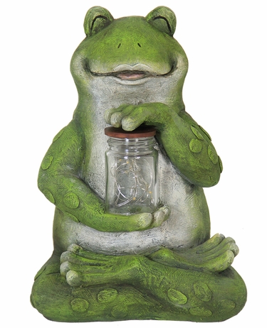 Solar LED Frog w/Jar of Fireflies - Click to enlarge