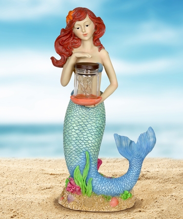 Solar LED Mermaid w/Jar of Fireflies - Click to enlarge
