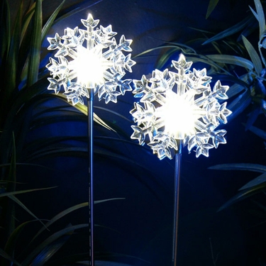 Solar LED Snowflake Stakes (Set of 2) - Click to enlarge