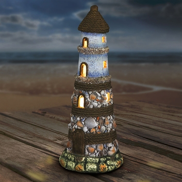 Solar Lighthouse w/Shell Detail - Click to enlarge