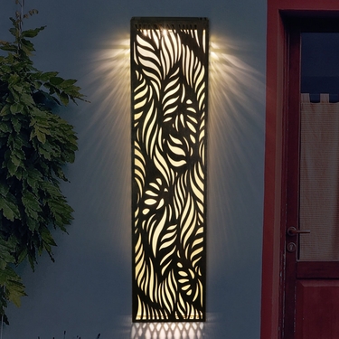 Solar Bronze Metal Filigree Wall Art - Leaf - Click to enlarge