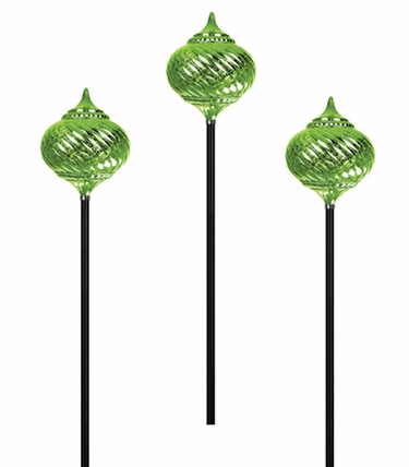Solar Onion Finial Stakes (Set of 3) - Green - Click to enlarge