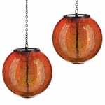 Solar Orange Globe Lanterns (Set of 2)