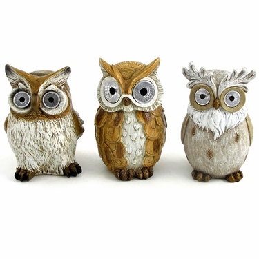 Solar Owls w/Light Up Eyes (Set of 3) - Assorted - Click to enlarge