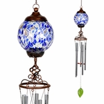 Solar Pearlized Glass Finial Wind Chime - Blue
