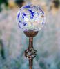 Solar Pearlized Honeycomb Finial Garden Stake - Dk Blue