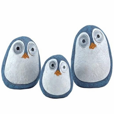 Solar Penguins w/Light Up Eyes (Set of 3) - Light Blue - Click to enlarge