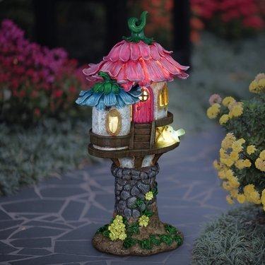 Solar Flower Roof Fairy House - Click to enlarge