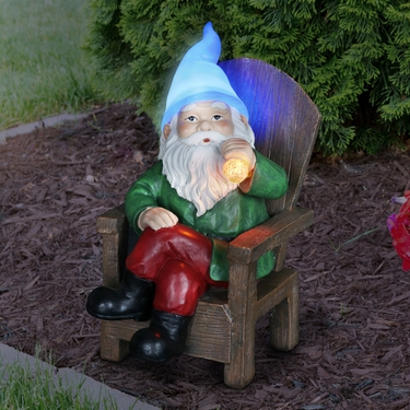 Solar Pot Smoking Gnome Relaxing - Click to enlarge