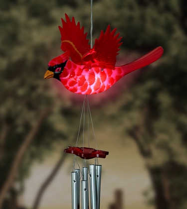 Solar Powered Cardinal Wind Chime - Click to enlarge