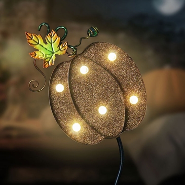 Solar Pumpkin Marquee Garden Stake - Click to enlarge