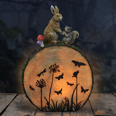 Solar Rabbit & Squirrel Statue - Click to enlarge
