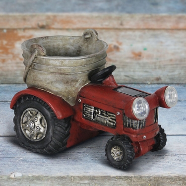 Solar Red Tractor Planter - Click to enlarge