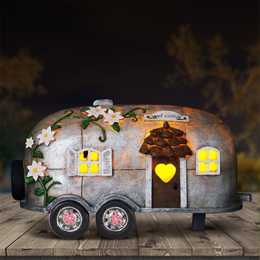 Solar Retro Camping Trailer Statue - Click to enlarge