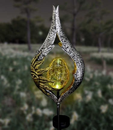 Solar Silver Sun Teardrop Garden Stake - Click to enlarge