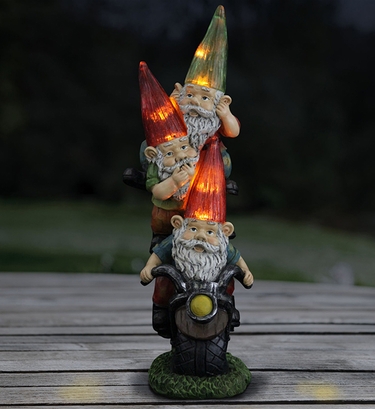 Solar Stacked Gnomes on Motor Bike - Click to enlarge