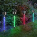 Solar Stainless Color Changing Bubble Stakes (Set of 4) Solar Stainless Color Changing Bubble Stakes (Set of 4)