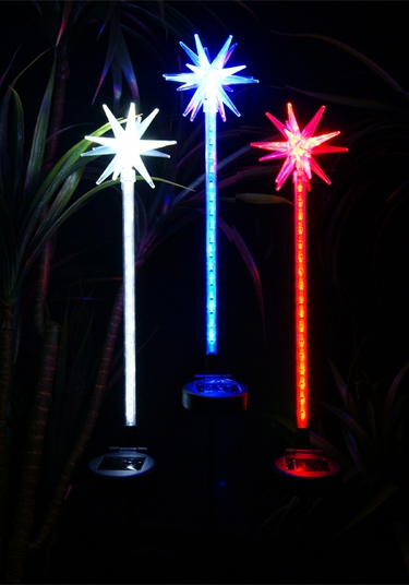 Solar Star Motion LED Stakes (Set of 3) - Click to enlarge