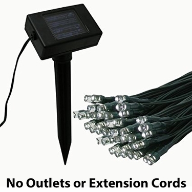 Solar String Lights - 50 LED White - Click to enlarge