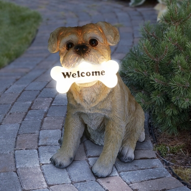 Solar Terrier Dog Holding Bone - Click to enlarge
