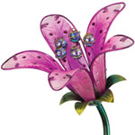 Solar Tiger Lily Stake - Pink Glass