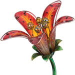 Solar Tiger Lily Stake - Red Glass