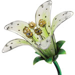 Solar Tiger Lily Stake - White Glass