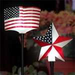 Solar USA Star & Flag Garden Stakes (Set of 2) Solar USA Star & Flag Garden Stakes (Set of 2)
