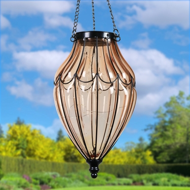 Solar Glass Waving Lantern - Amber - Click to enlarge