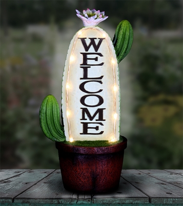 Solar Welcome Cactus Pot - Click to enlarge