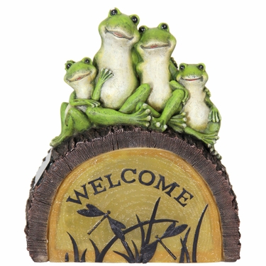 Solar Welcome Frogs on Tree Trunk - Click to enlarge