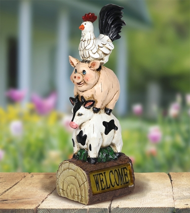 Solar Welcome Stacked Farm Animals - Click to enlarge