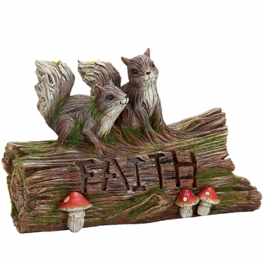 Solar Woodland Faith Log w/Squirrels - Click to enlarge