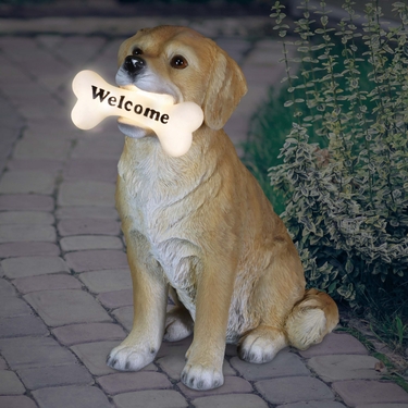 Solar Yellow Labrador Holding Bone - Click to enlarge