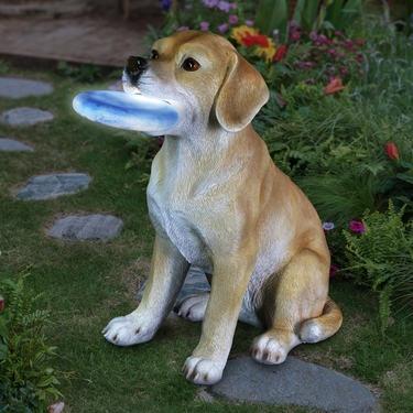 Solar Yellow Labrador Holding Frisbee - Click to enlarge