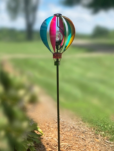 Solar Hot Air Balloon Spinner Stake  - Click to enlarge