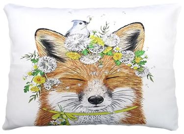 Spring Fox w/Bird Outdoor Pillow - Click to enlarge