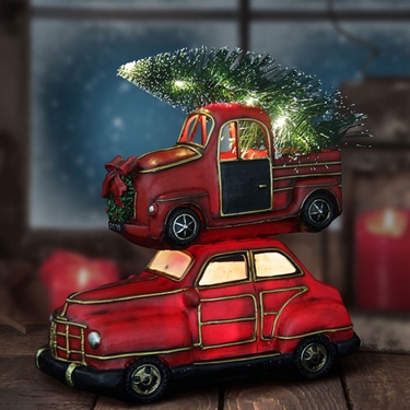 Stacked LED Cars w/Christmas Tree - Click to enlarge